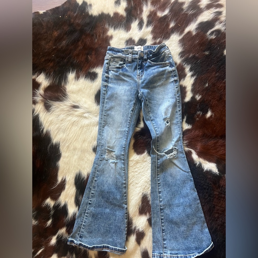 Girls BKE Light Blue Distressed Flare Jeans